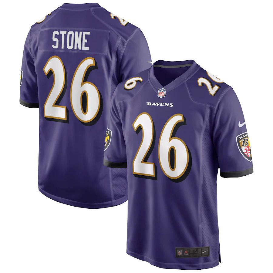 Men Baltimore Ravens #26 Geno Stone Nike Purple Game NFL Jersey->baltimore ravens->NFL Jersey